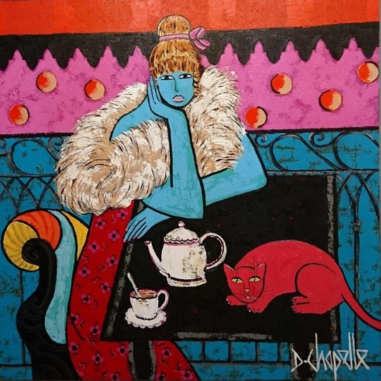 Pause thé au balcon 100 x 100